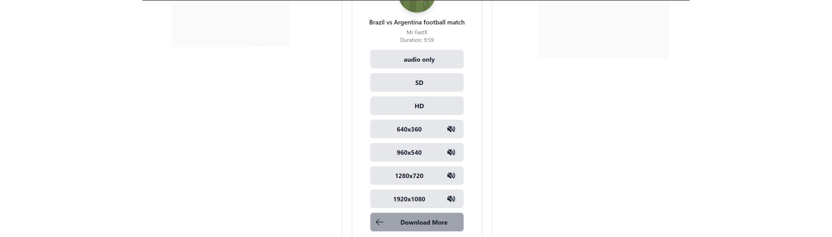 Choose the desired video quality and format (HD, SD, or MP3).